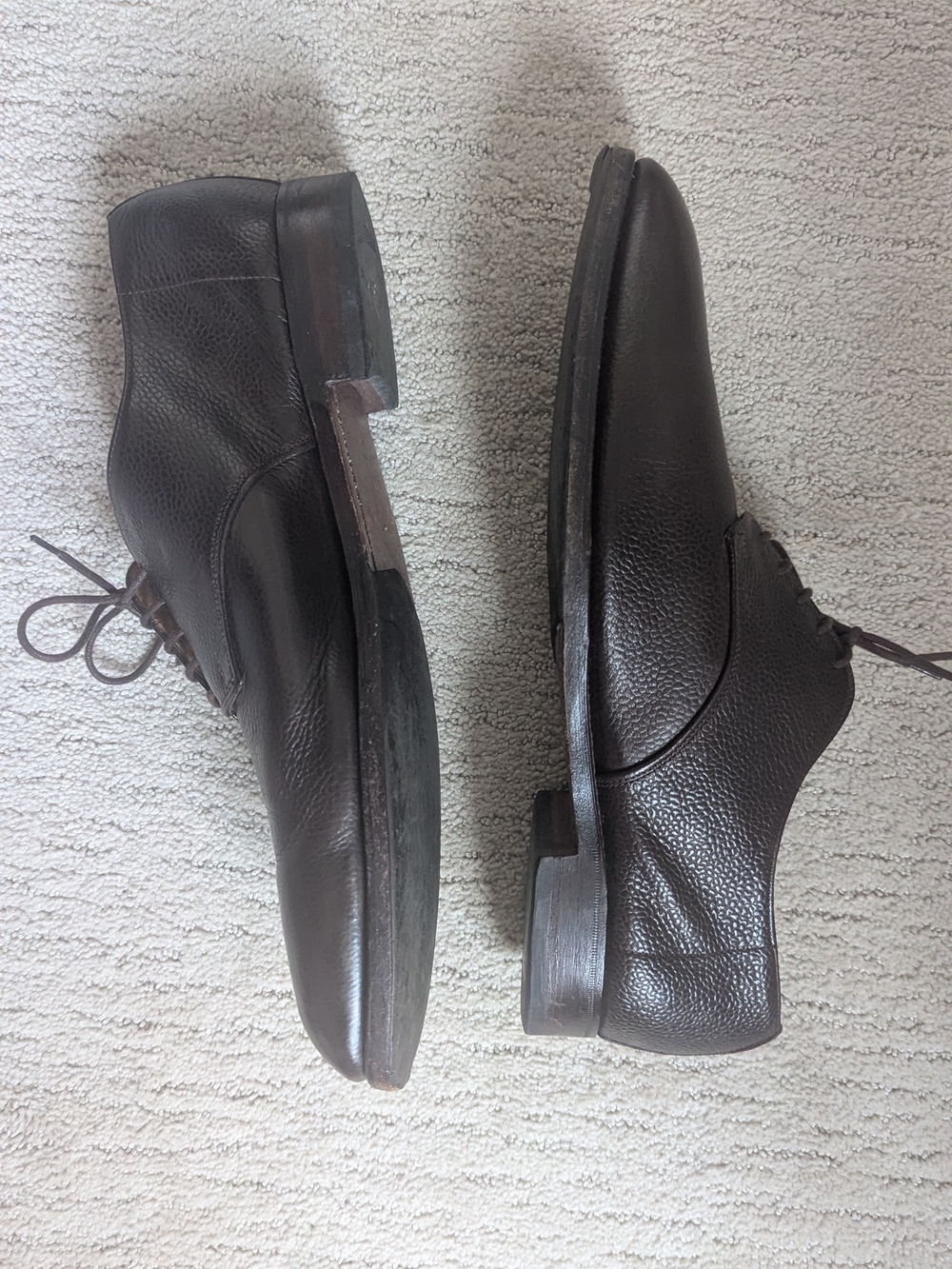 Made In England - Designed In France Men’s Dark Brown Calf Leather Derby Oxfords - Picture 2 of 9